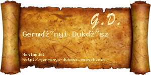 Germányi Dukász névjegykártya